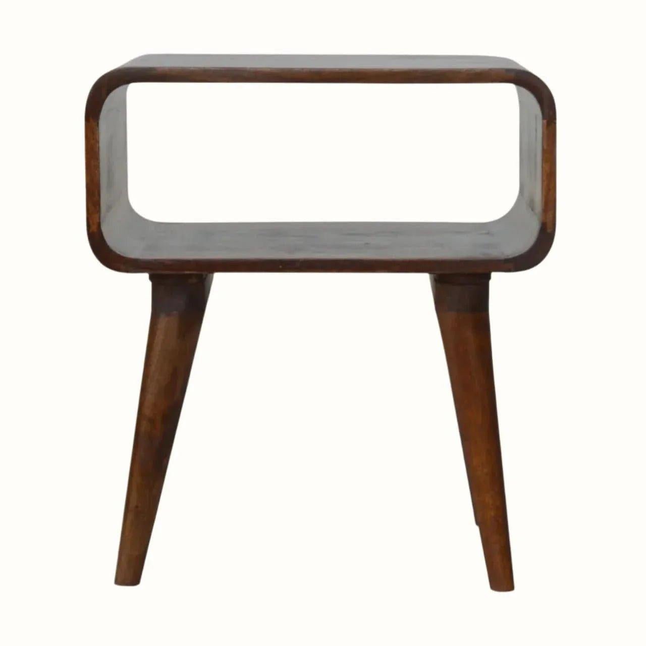 Leckie Open Bedside Table, Medium - Chestnut Bedside Tables - Bokel Home