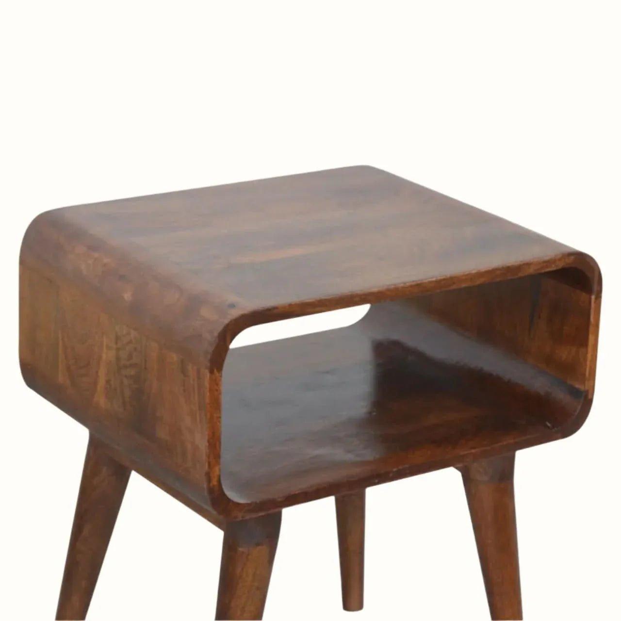 Leckie Open Bedside Table, Medium - Chestnut Bedside Tables - Bokel Home