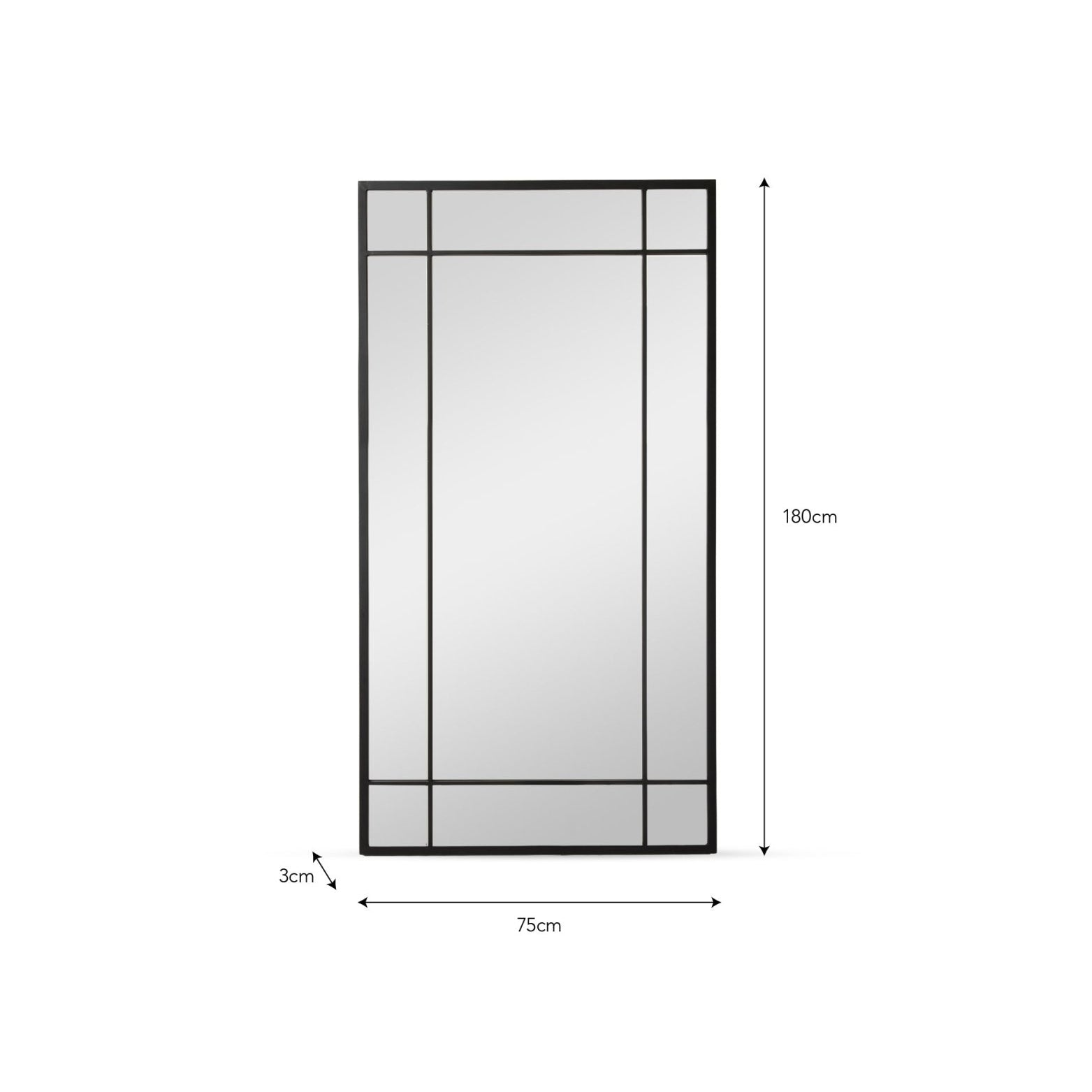 Ledwell Panelled Mirror, Large - Black Mirrors - Bokel Home