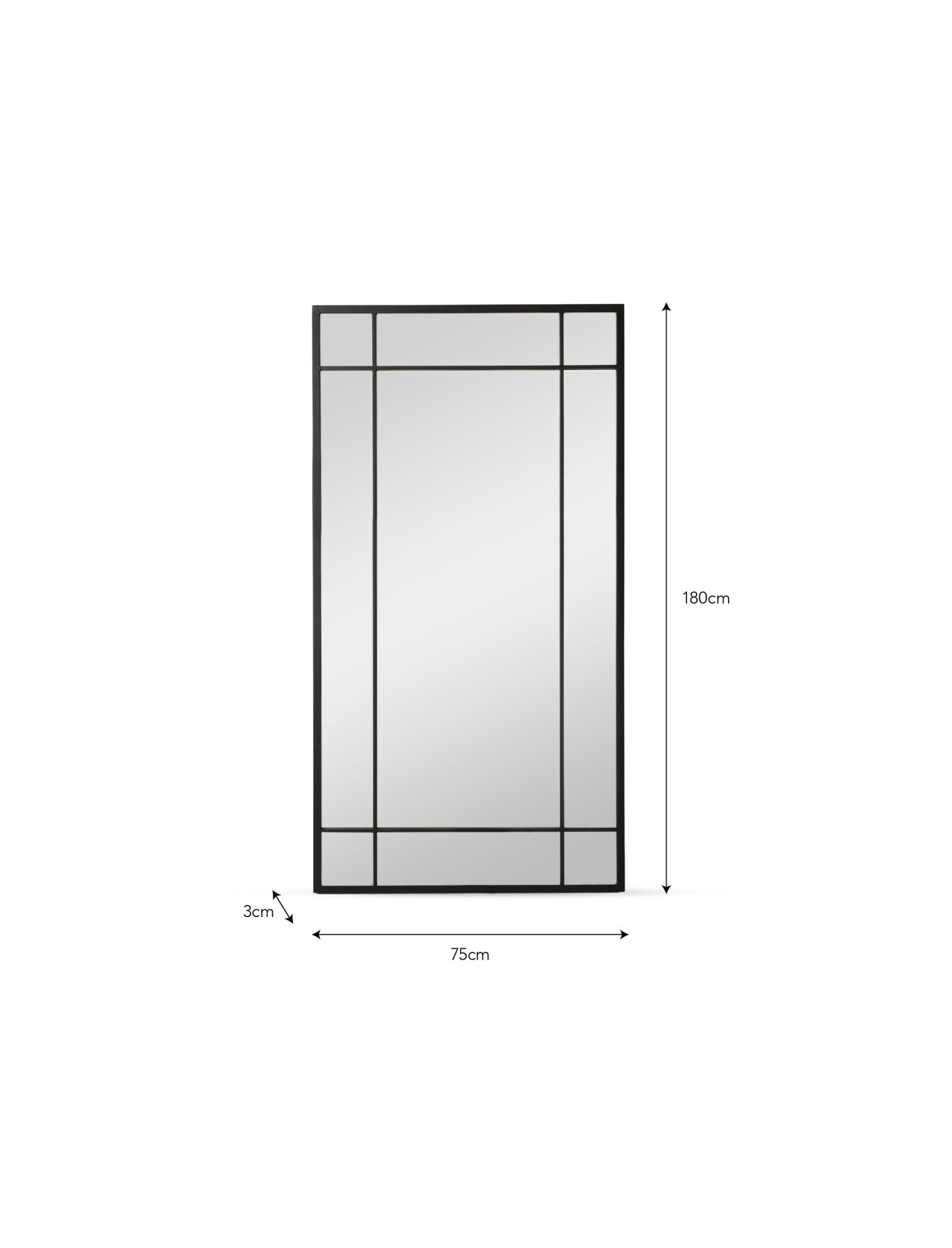 Ledwell Panelled Mirror, Large - Black Mirrors - Bokel Home