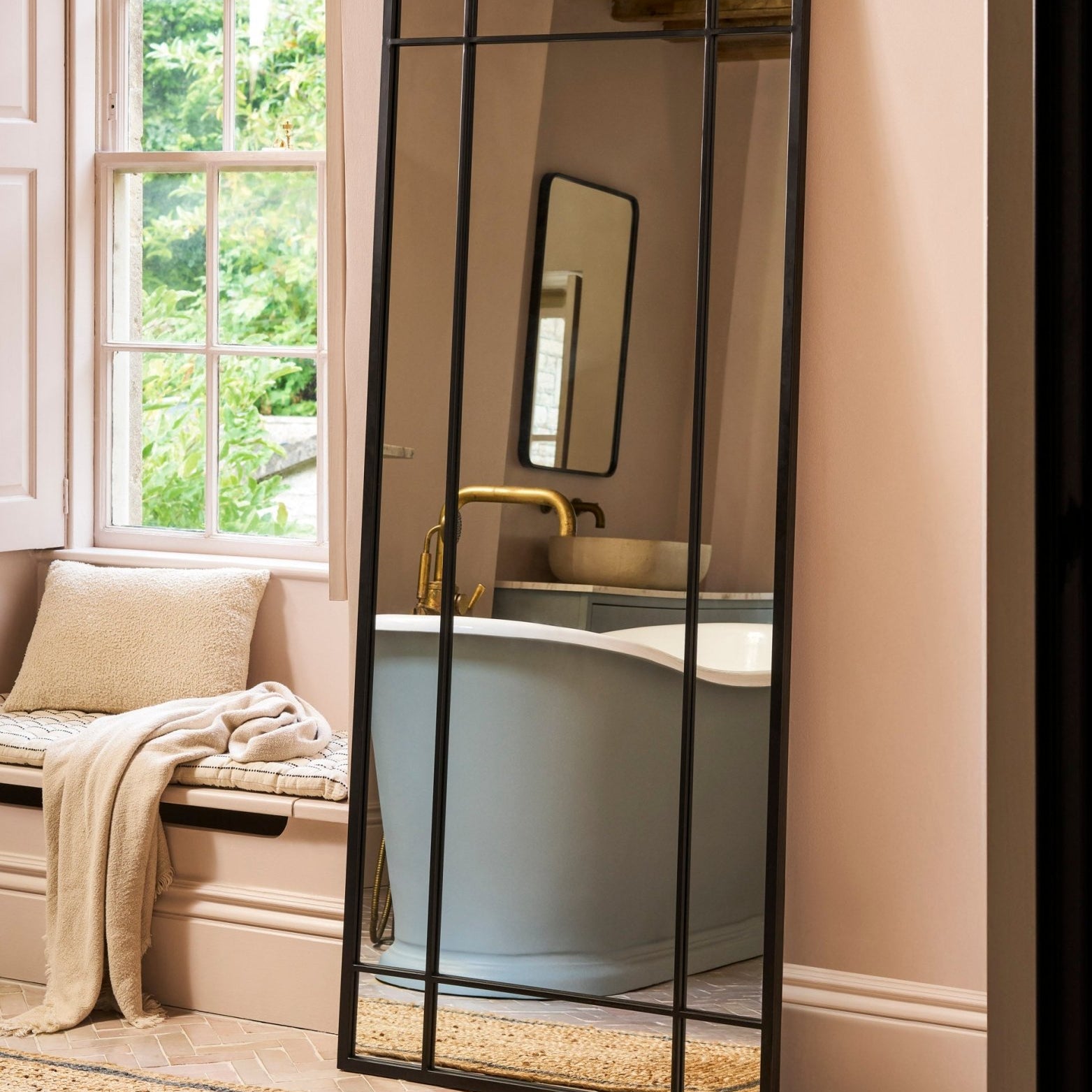 Ledwell Panelled Mirror, Large - Black Mirrors - Bokel Home