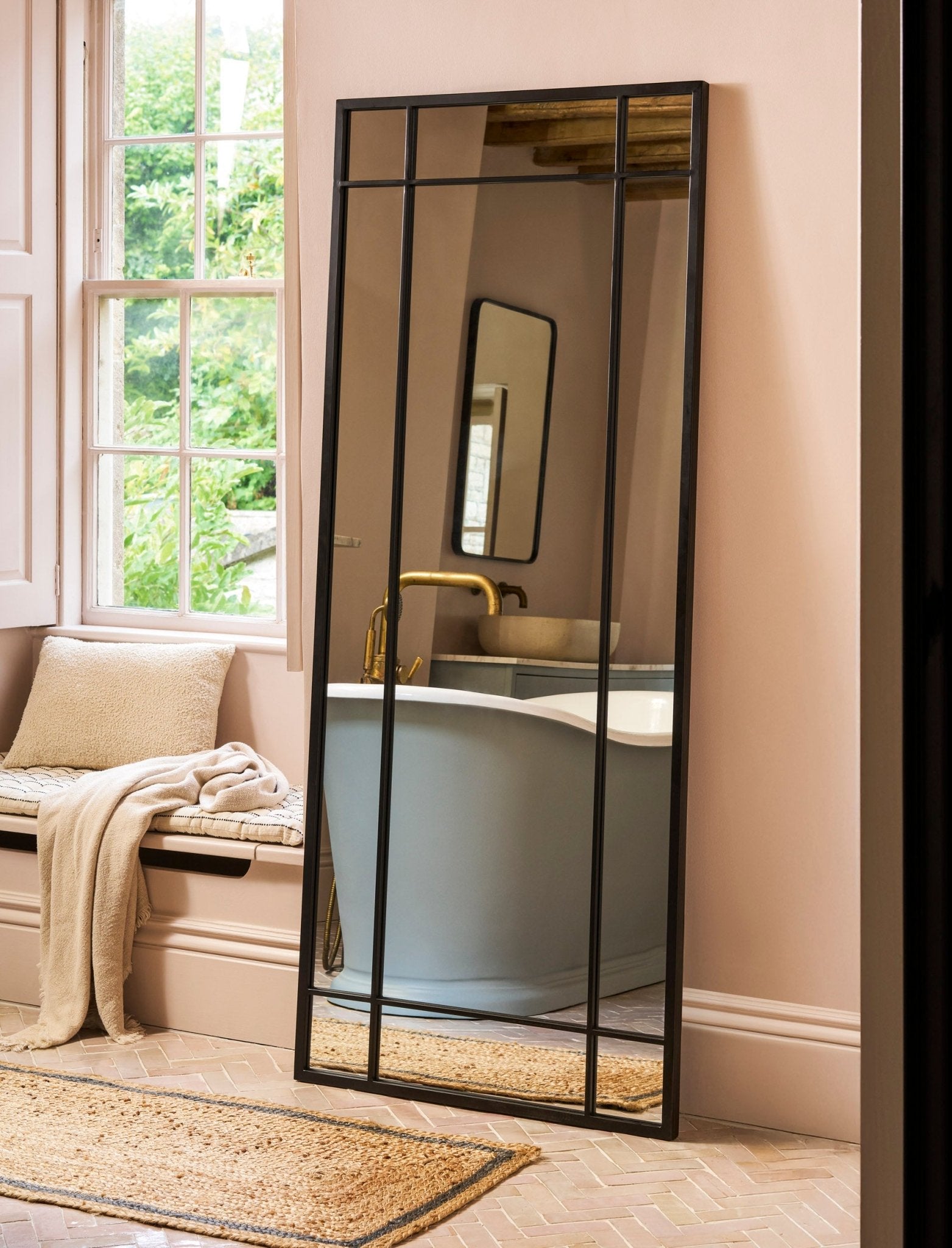 Ledwell Panelled Mirror, Large - Black Mirrors - Bokel Home