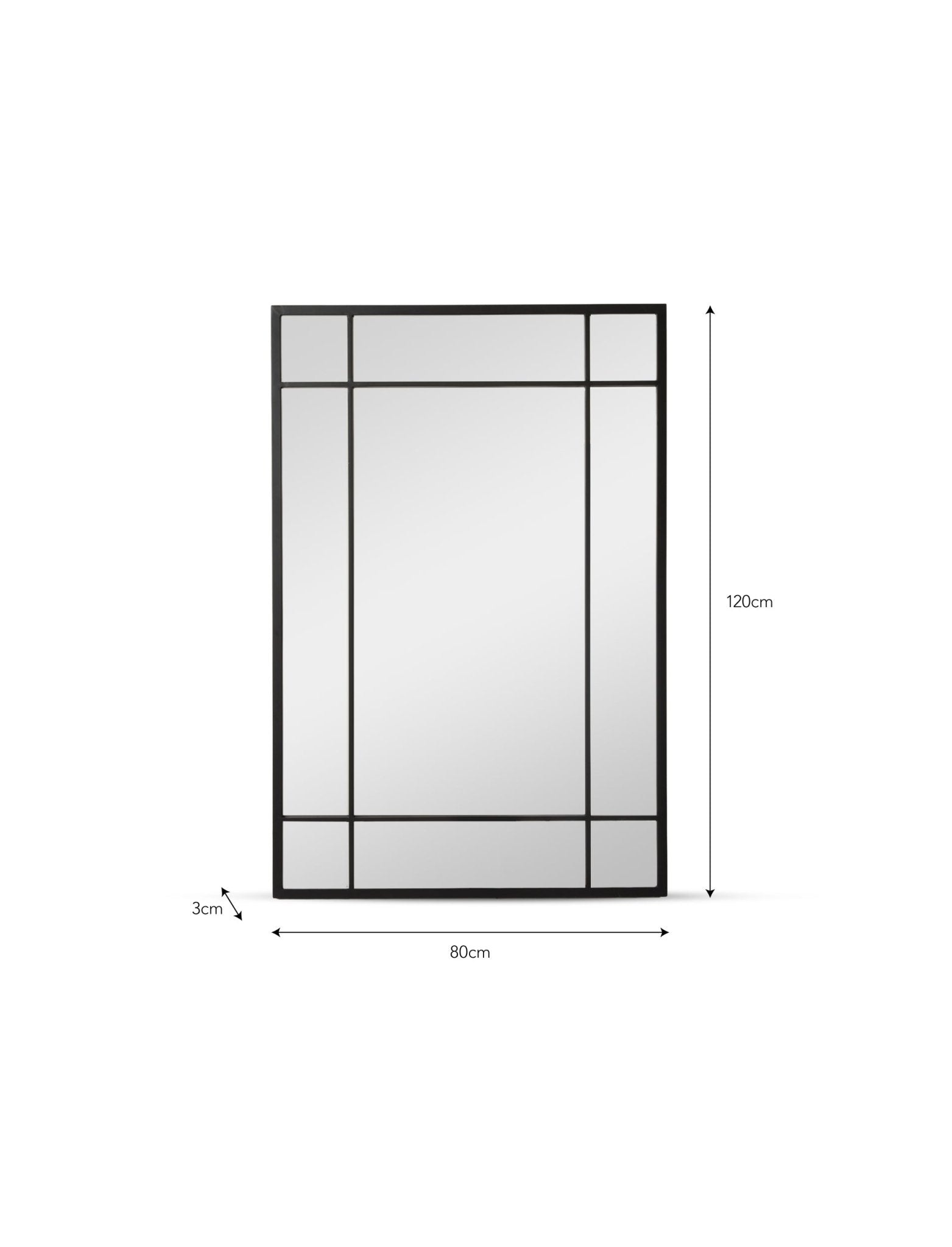 Ledwell Panelled Mirror, Medium - Black Mirrors - Bokel Home