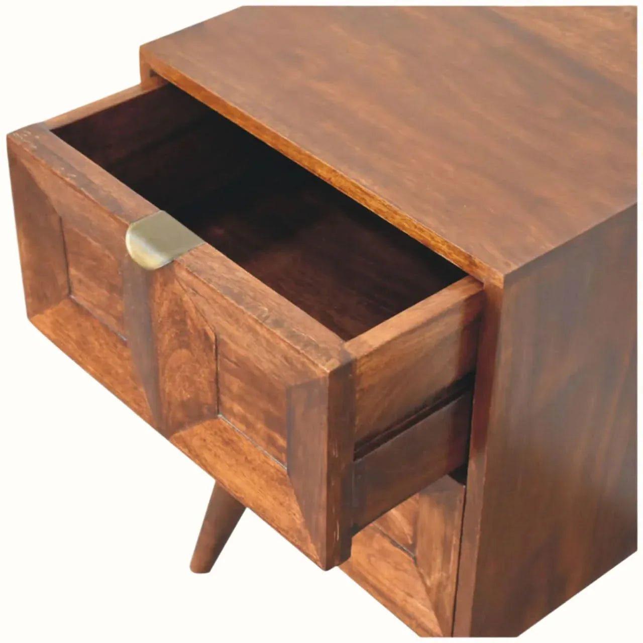 Lillian Bedside Table with 2 Drawers, Small - Chestnut Bedside Tables - Bokel Home