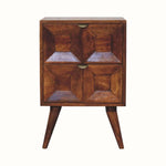 Lillian Bedside Table with 2 Drawers, Small - Chestnut Bedside Tables - Bokel Home
