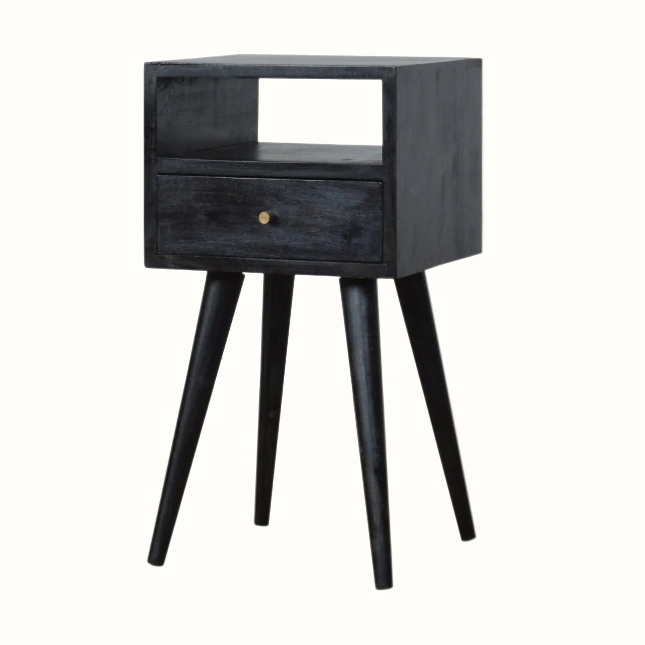 Littler Open Bedside Table with Drawer, Mini - Ash Black Bedside Tables - Bokel Home