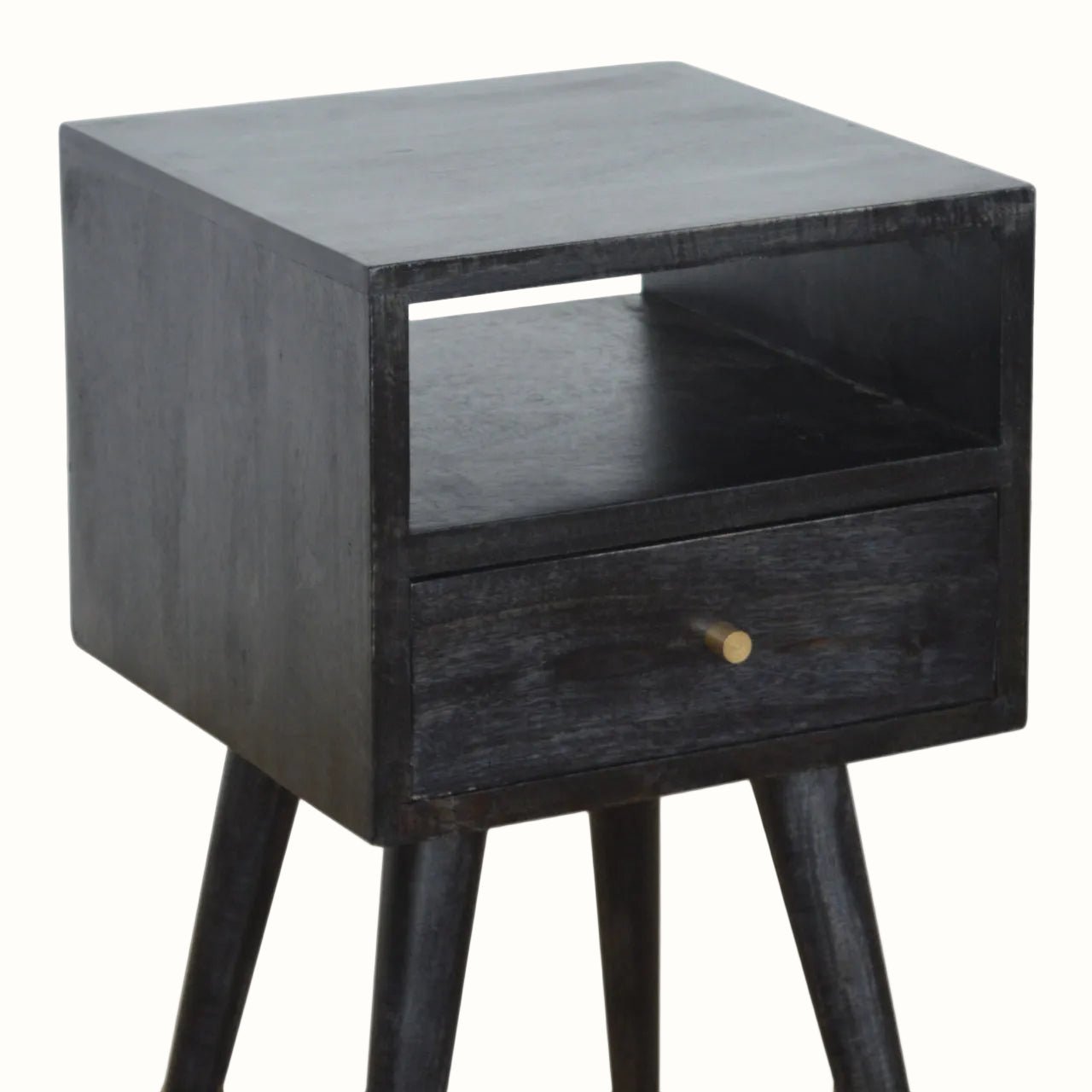Littler Open Bedside Table with Drawer, Mini - Ash Black Bedside Tables - Bokel Home