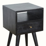 Littler Open Bedside Table with Drawer, Mini - Ash Black Bedside Tables - Bokel Home