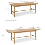 Longworth Extension Dining Table - Oak Wood, Natural Dining Tables - Bokel Home