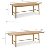 Longworth Extension Dining Table - Oak Wood, Natural Dining Tables - Bokel Home