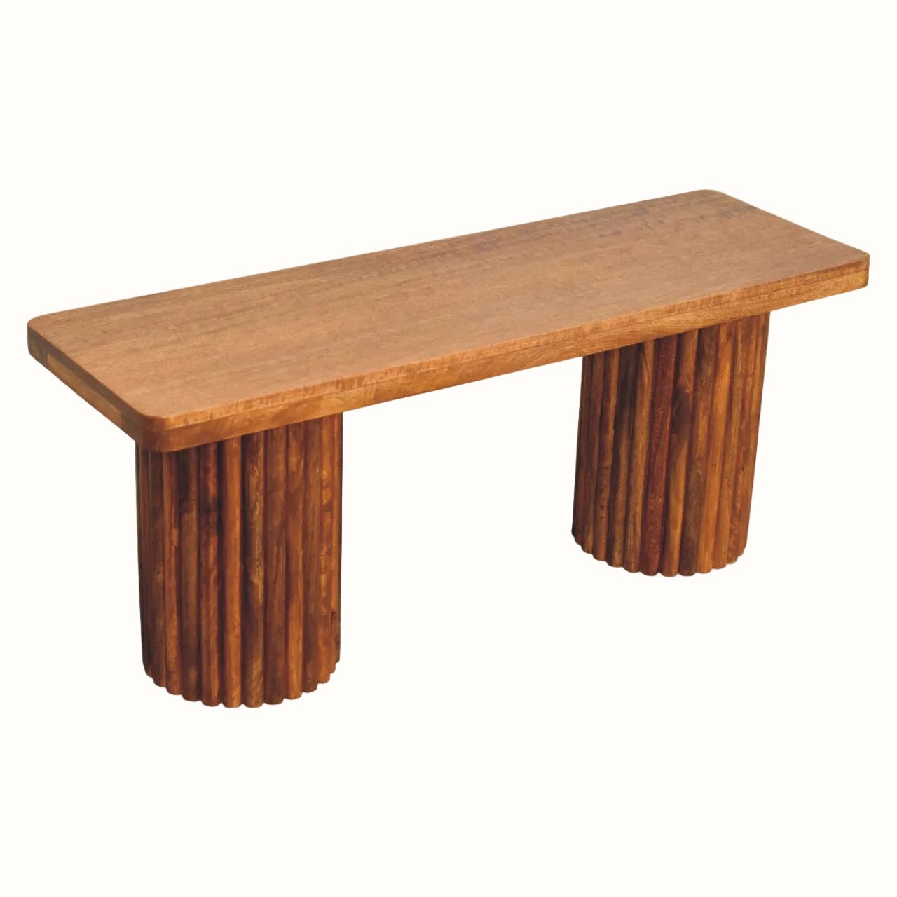 Loren Fluted Bench - Amber Oak Bench - Bokel Home