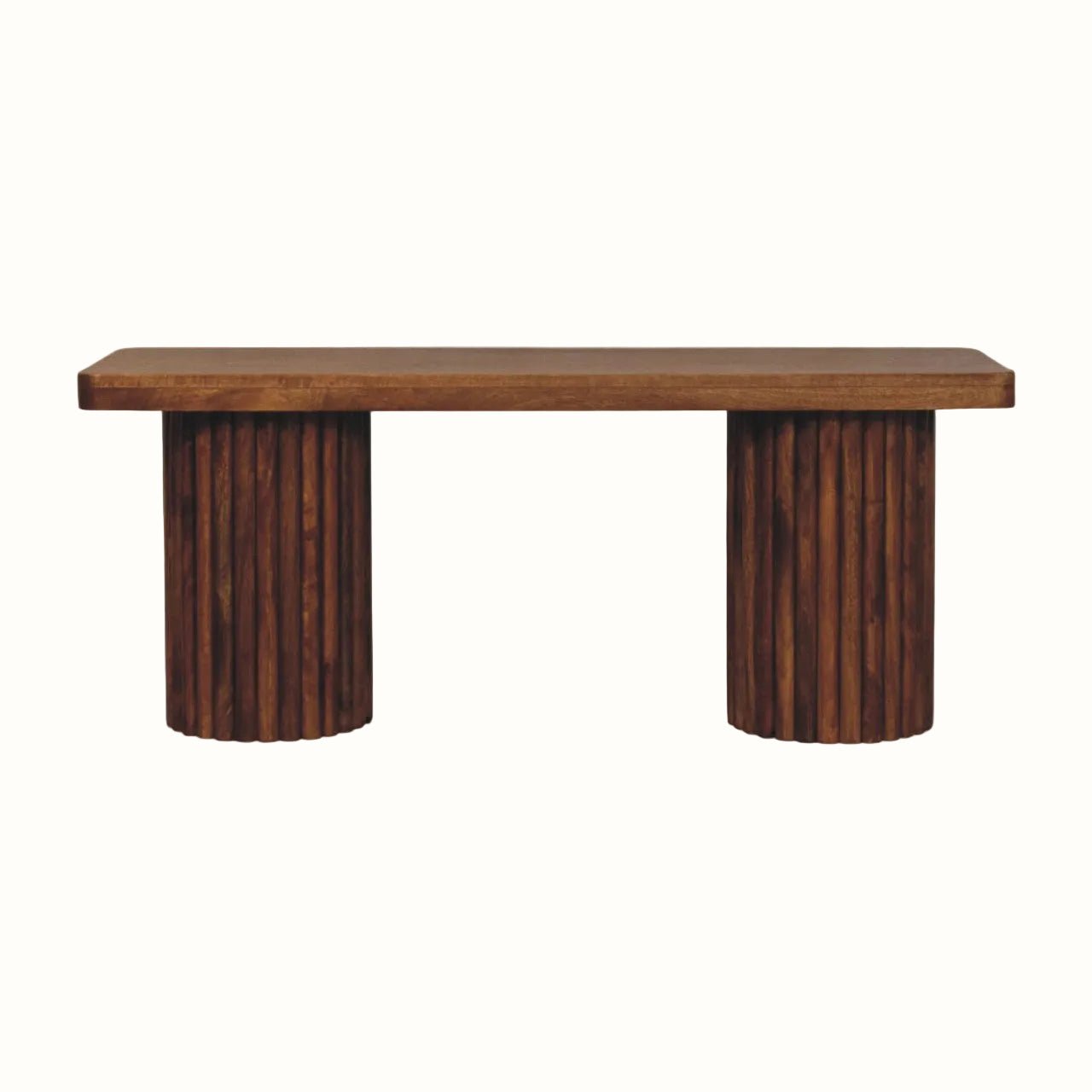 Loren Fluted Bench - Amber Oak Bench - Bokel Home