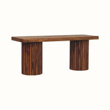 Loren Fluted Bench - Amber Oak Bench - Bokel Home