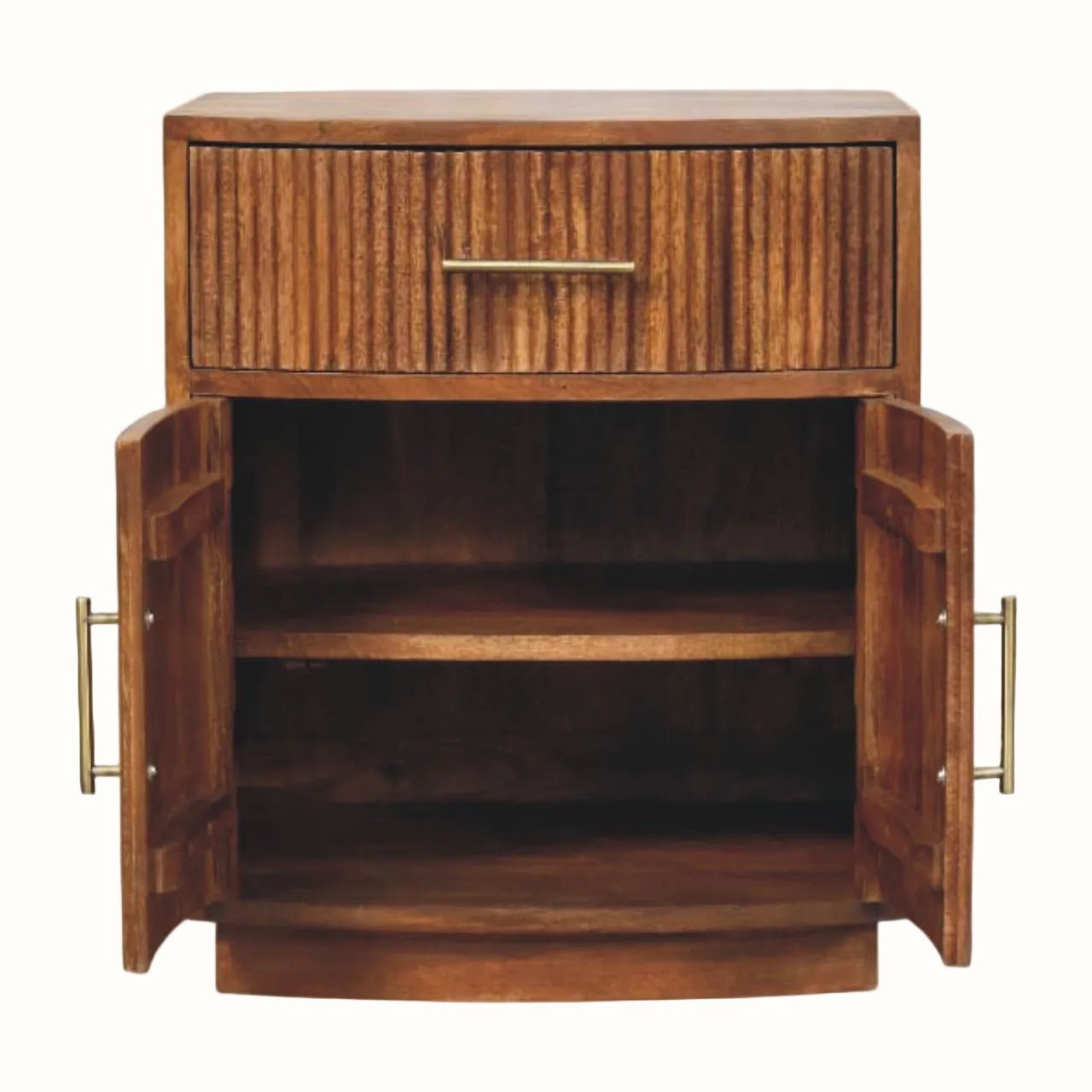 Lorin Ribbed Bedside with Storage, Medium - Amber Oak Bedside Tables - Bokel Home