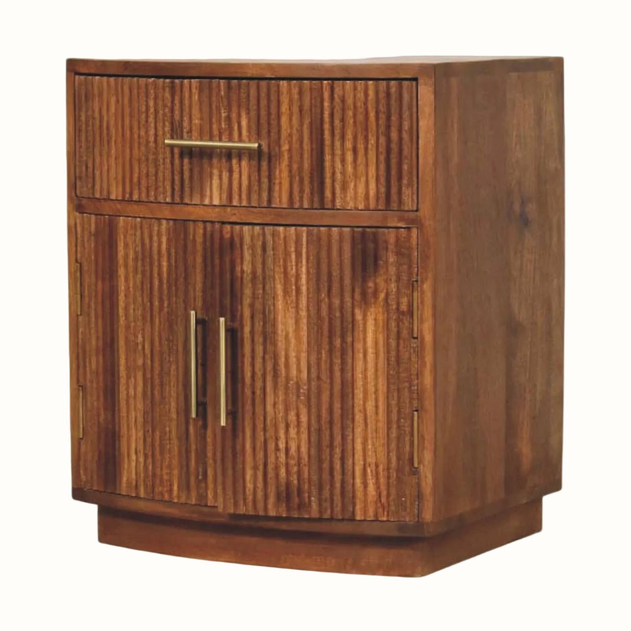 Lorin Ribbed Bedside with Storage, Medium - Amber Oak Bedside Tables - Bokel Home