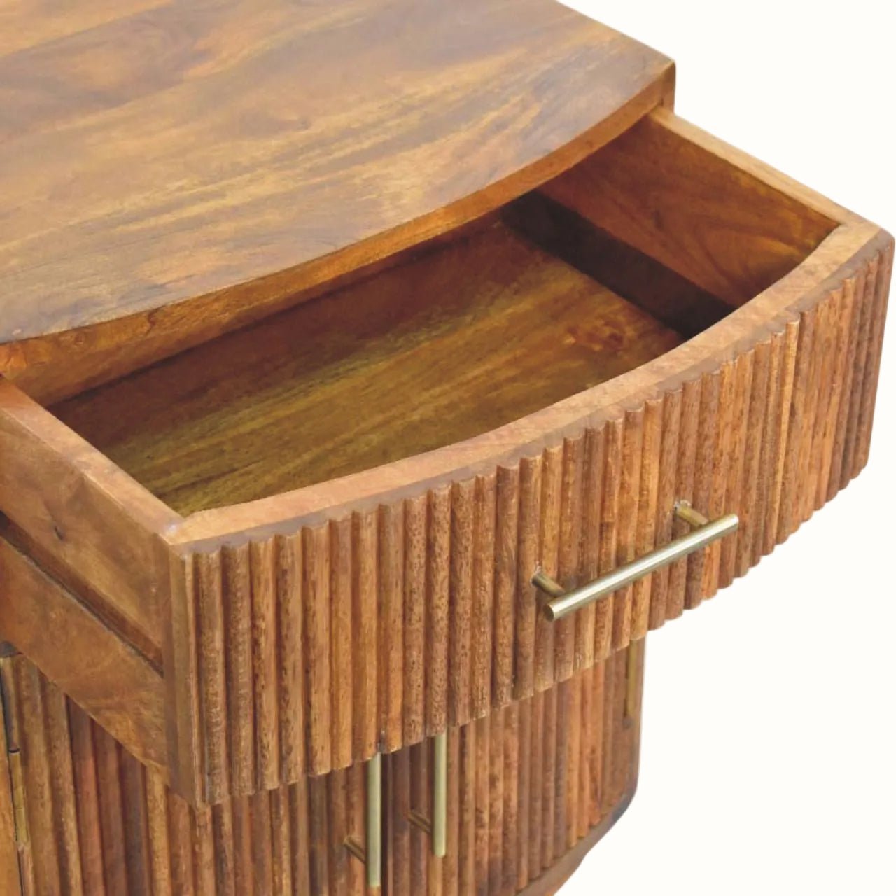 Lorin Ribbed Bedside with Storage, Medium - Amber Oak Bedside Tables - Bokel Home