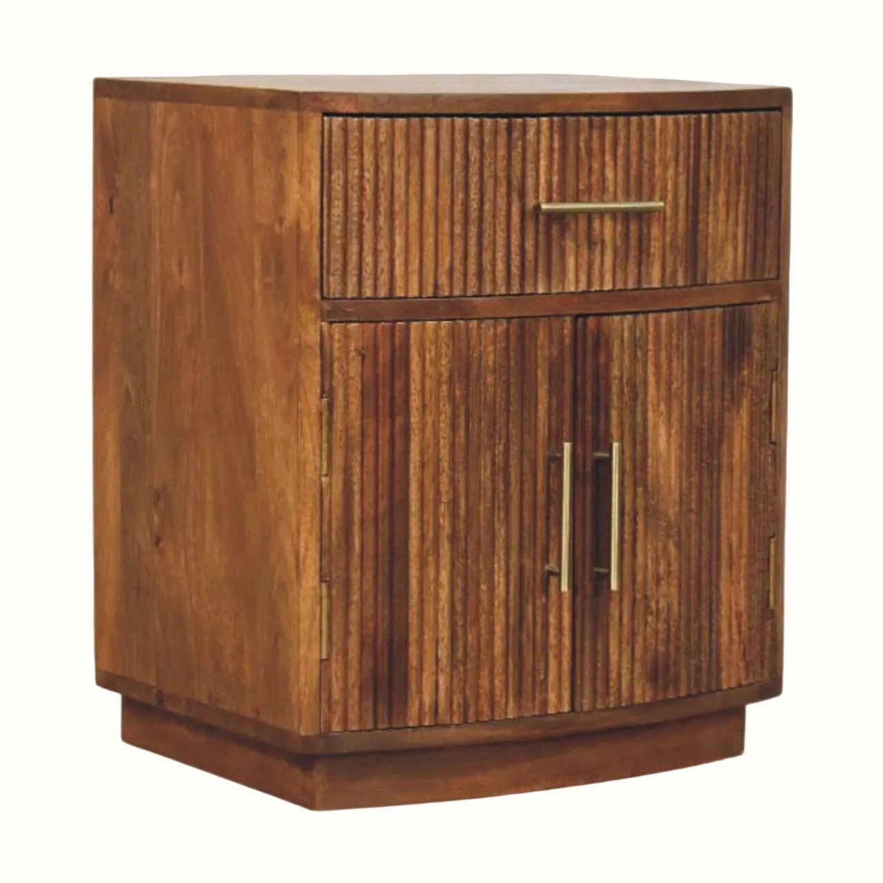 Lorin Ribbed Bedside with Storage, Medium - Amber Oak Bedside Tables - Bokel Home