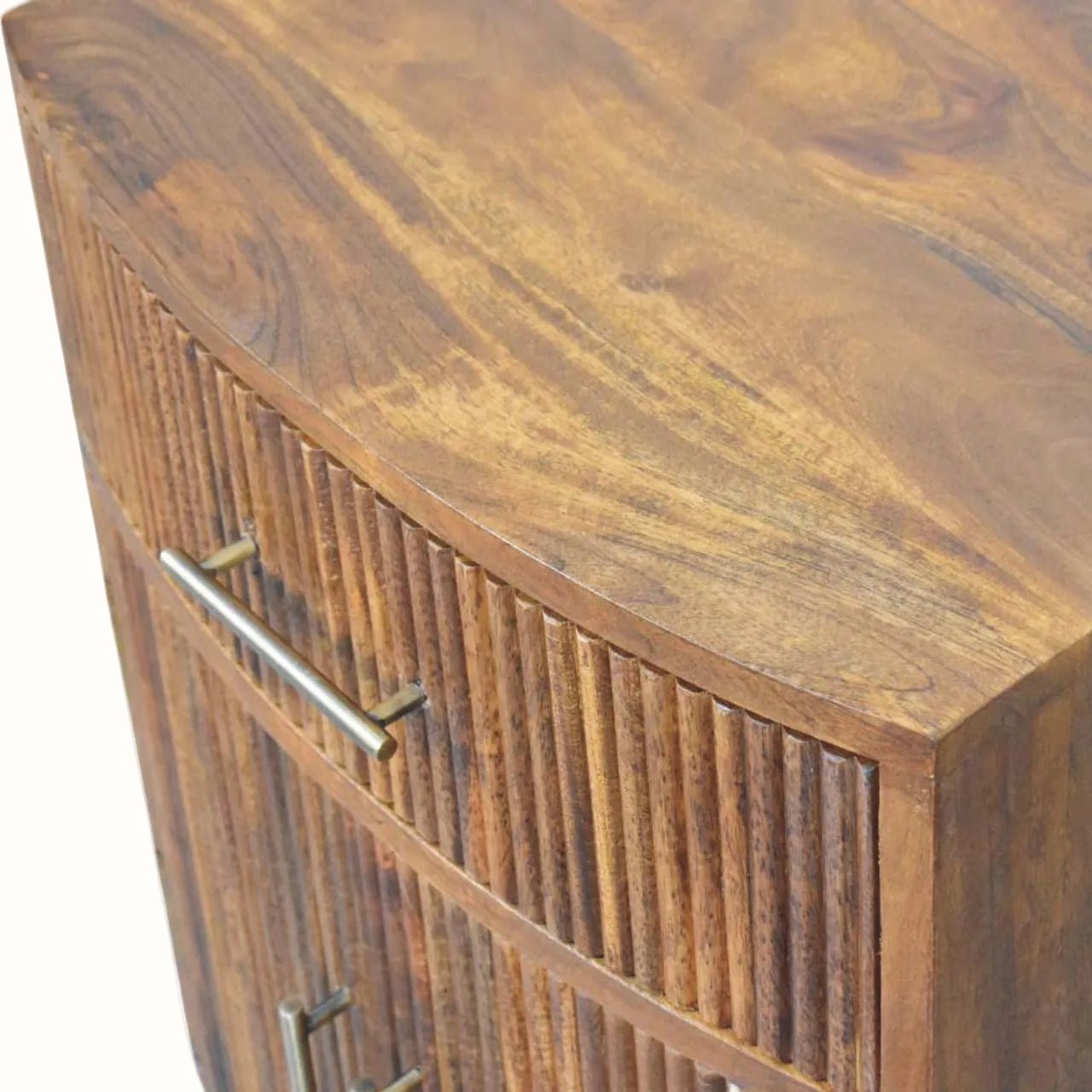 Lorin Ribbed Bedside with Storage, Medium - Amber Oak Bedside Tables - Bokel Home