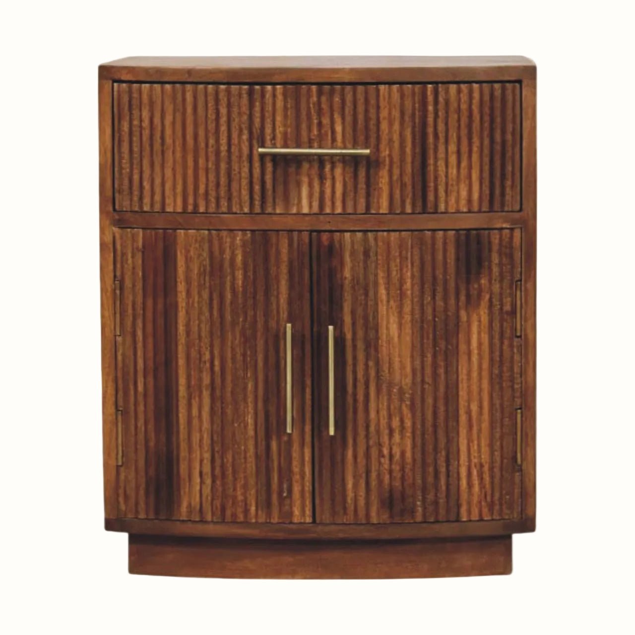 Lorin Ribbed Bedside with Storage, Medium - Amber Oak Bedside Tables - Bokel Home