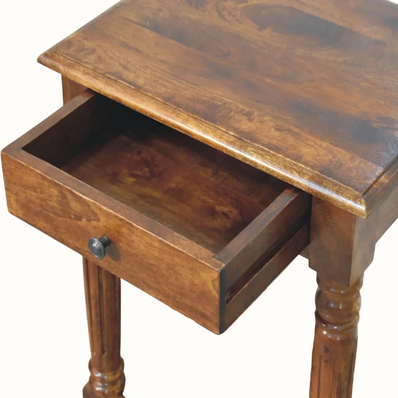 Louis 1 Drawer Bedside Table, Small - Chestnut Bedside Tables - Bokel Home