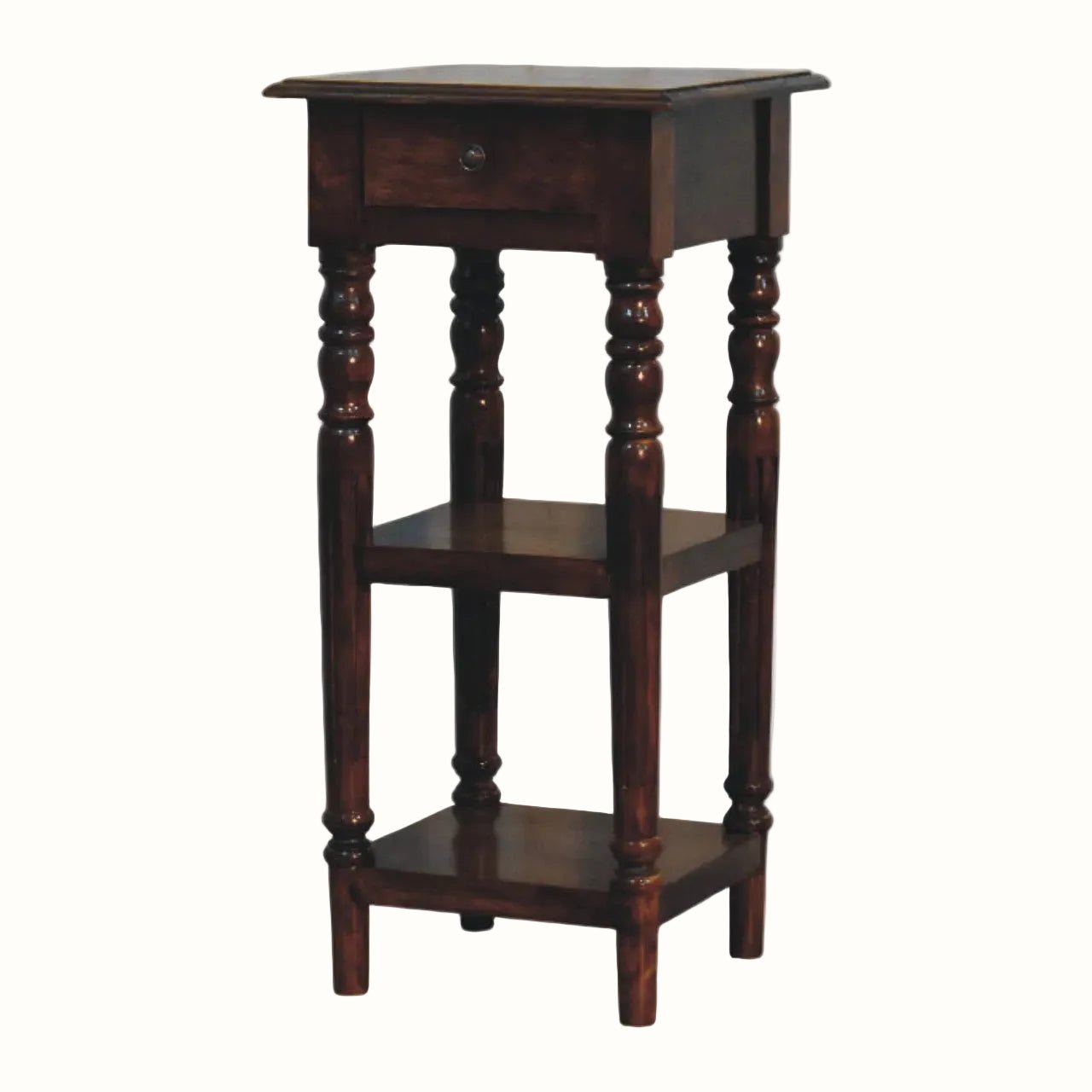 Louis Narrow Bedside Table, Small - Chestnut Bedside Tables - Bokel Home