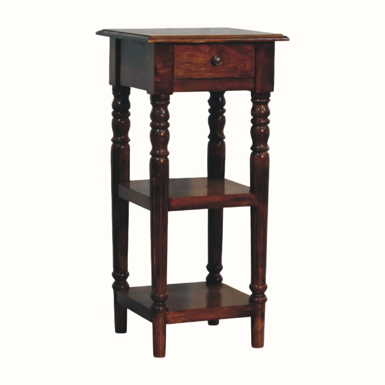 Louis Narrow Bedside Table, Small - Chestnut Bedside Tables - Bokel Home