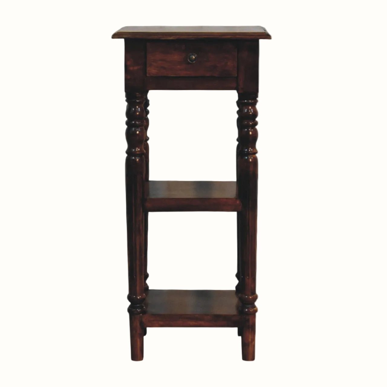 Louis Narrow Bedside Table, Small - Chestnut Bedside Tables - Bokel Home