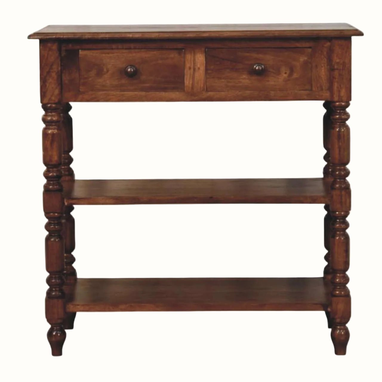 Louis Occasional Table with 2 Drawers, Medium - Chestnut Console Tables - Bokel Home
