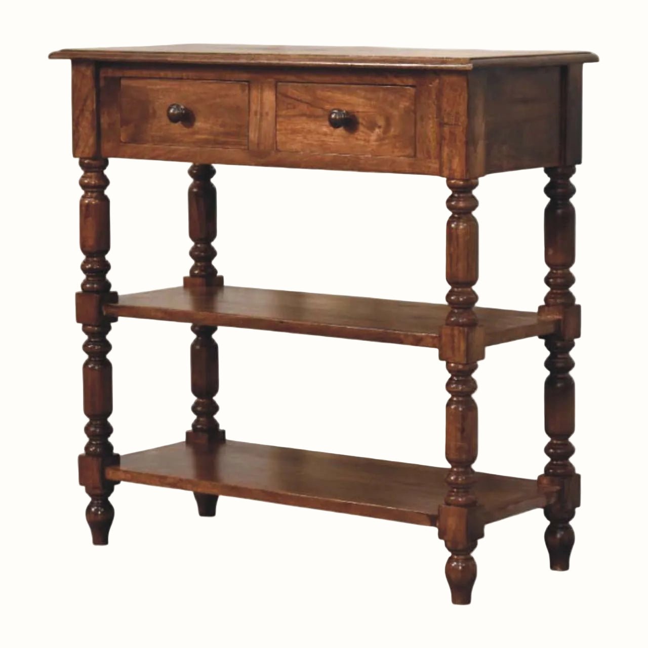 Louis Occasional Table with 2 Drawers, Medium - Chestnut Console Tables - Bokel Home