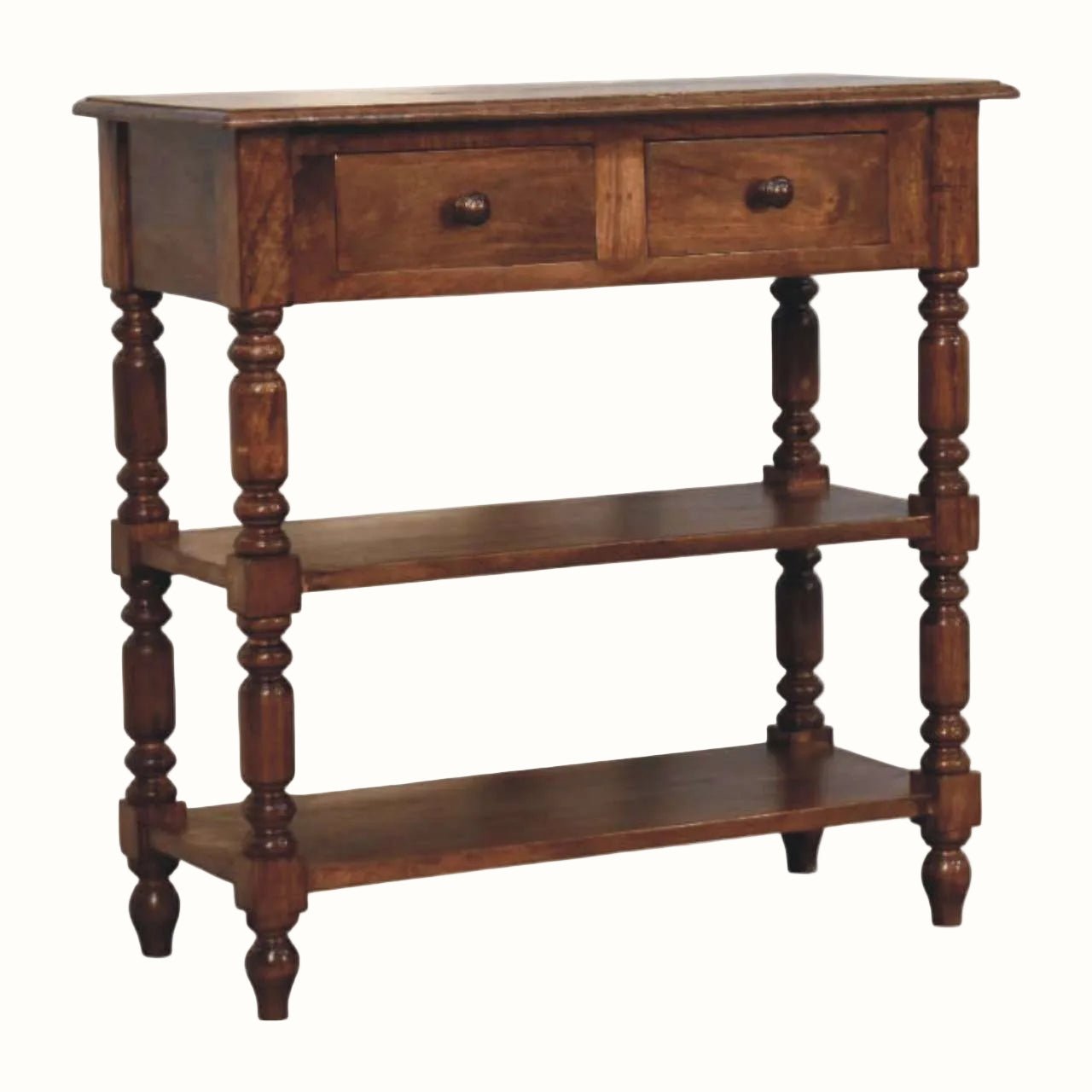 Louis Occasional Table with 2 Drawers, Medium - Chestnut Console Tables - Bokel Home