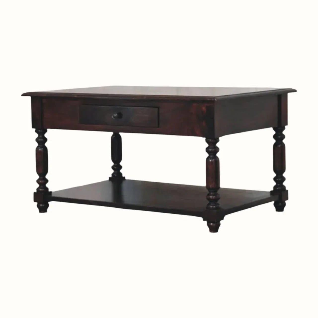 Louis Open Coffee Table with Drawers, Medium - Cherry Coffee Tables - Bokel Home