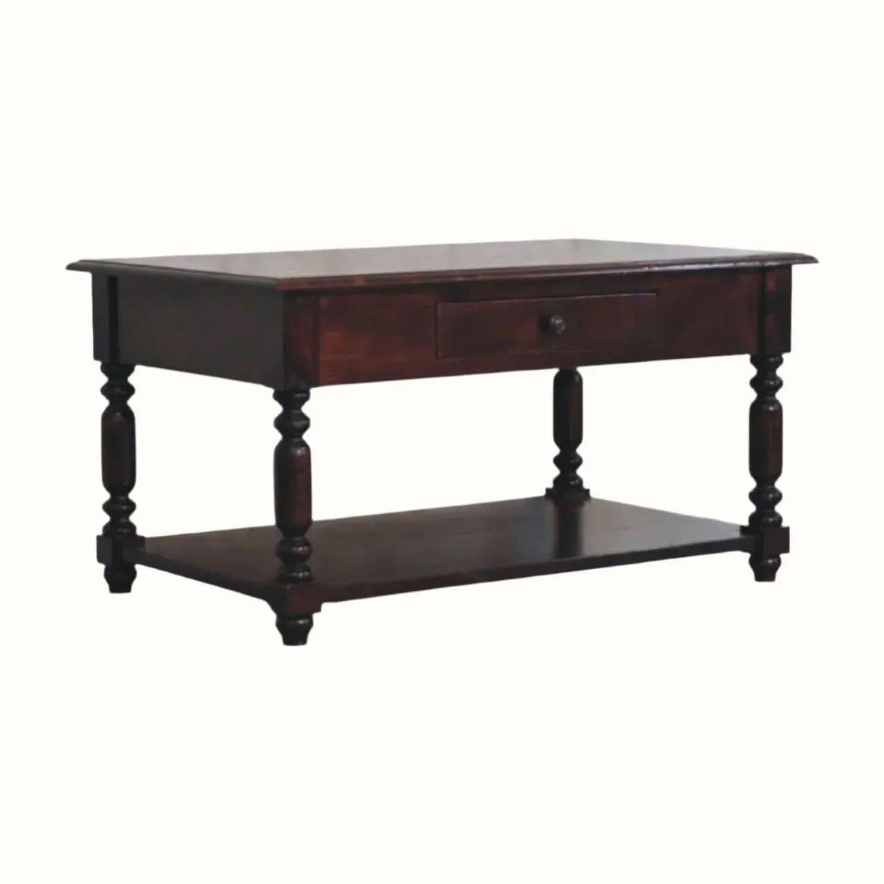 Louis Open Coffee Table with Drawers, Medium - Cherry Coffee Tables - Bokel Home