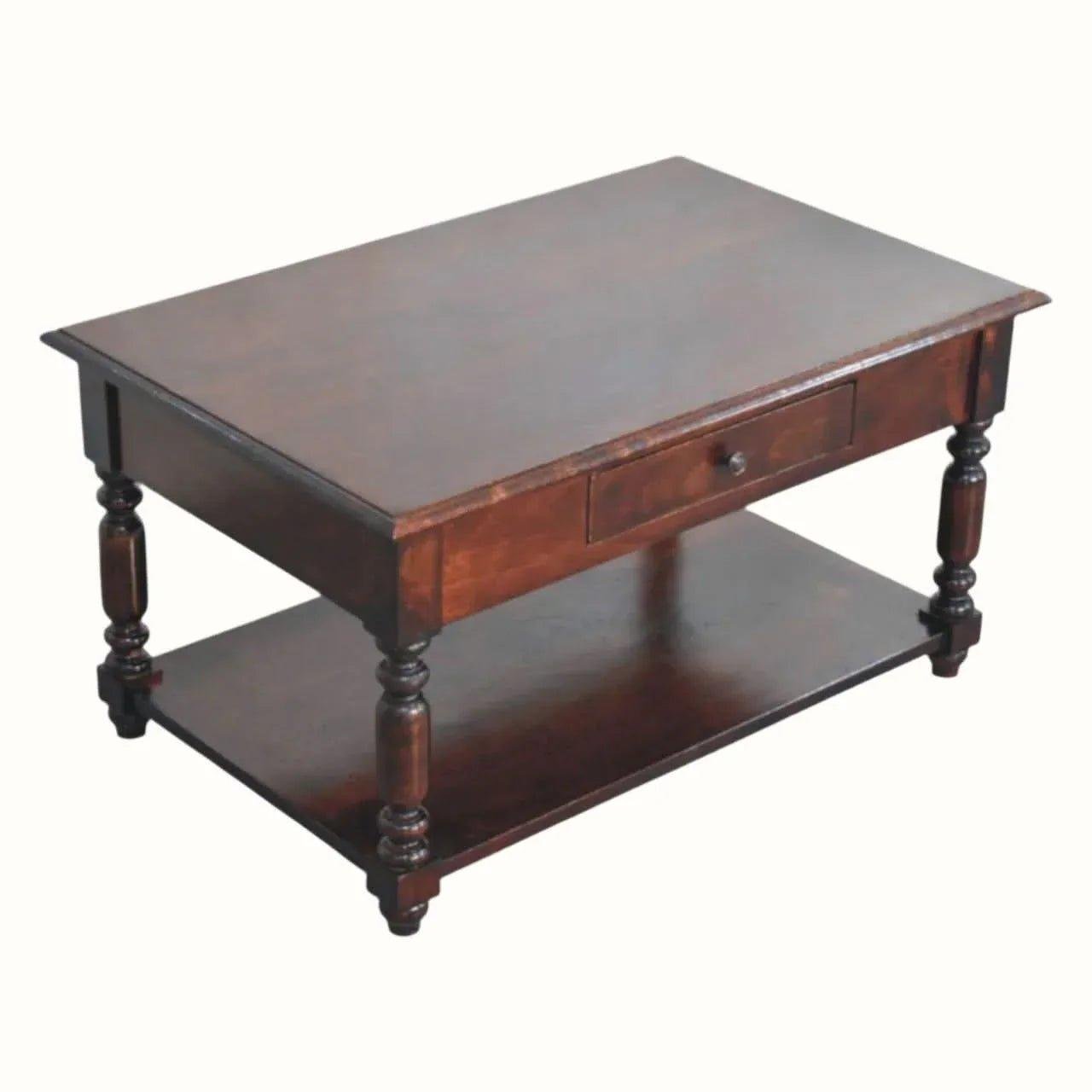 Louis Open Coffee Table with Drawers, Medium - Cherry Coffee Tables - Bokel Home