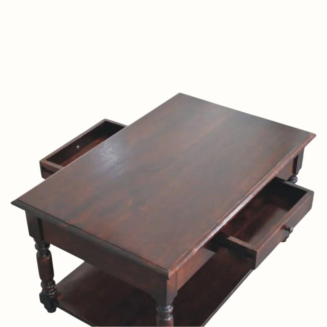 Louis Open Coffee Table with Drawers, Medium - Cherry Coffee Tables - Bokel Home