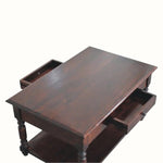Louis Open Coffee Table with Drawers, Medium - Cherry Coffee Tables - Bokel Home