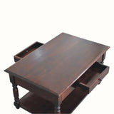 Louis Open Coffee Table with Drawers, Medium - Cherry Coffee Tables - Bokel Home