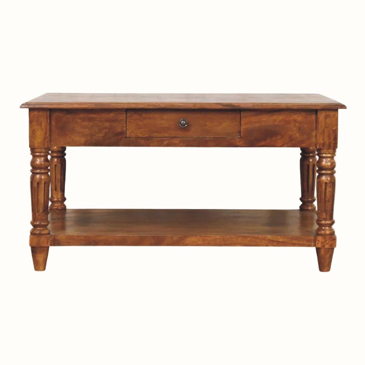 Louis Open Coffee Table with Drawers, Medium - Chestnut Coffee Tables - Bokel Home