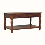 Louis Open Coffee Table with Drawers, Medium - Chestnut Coffee Tables - Bokel Home