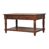 Louis Open Coffee Table with Drawers, Medium - Chestnut Coffee Tables - Bokel Home