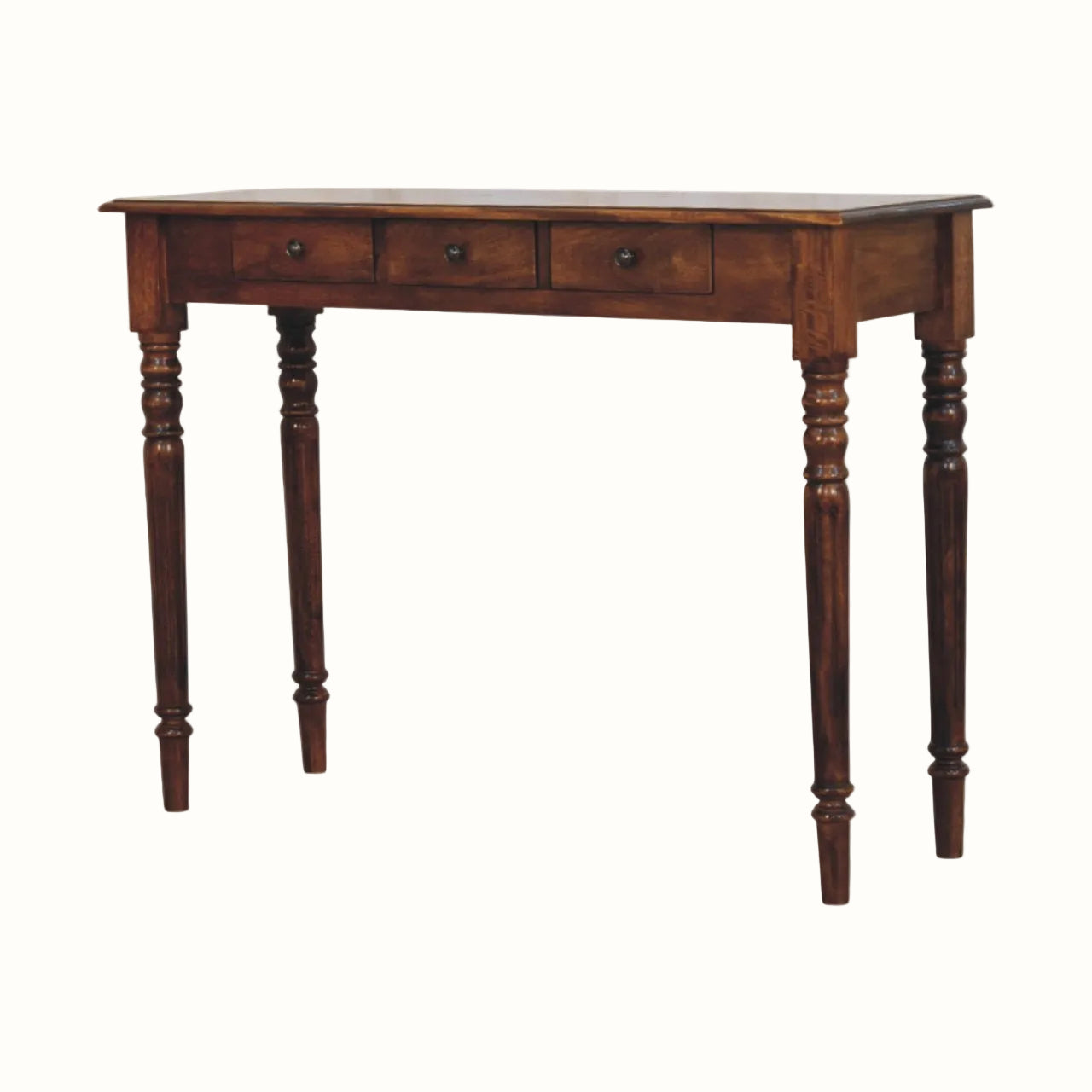 Louis Writing Desk with 3 Drawers, Large - Chestnut
