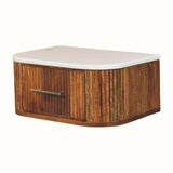 Nova Marble Wall Mounted Bedside Table with 1 Drawer - Golden Teak