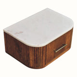 Nova Marble Wall Mounted Bedside Table with 1 Drawer - Golden Teak