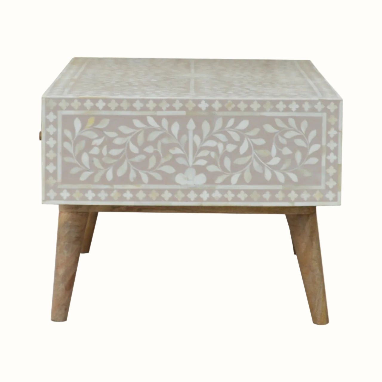 Marlo Taupe Floral Bone Coffee Table Coffee Tables - Bokel Home
