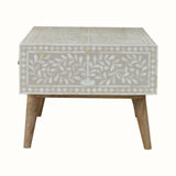 Marlo Taupe Floral Bone Coffee Table Coffee Tables - Bokel Home