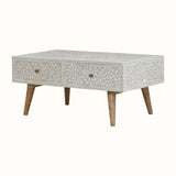 Marlo Taupe Floral Bone Coffee Table Coffee Tables - Bokel Home