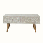 Marlo Taupe Floral Bone Coffee Table Coffee Tables - Bokel Home