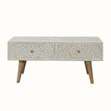 Marlo Taupe Floral Bone Coffee Table Coffee Tables - Bokel Home