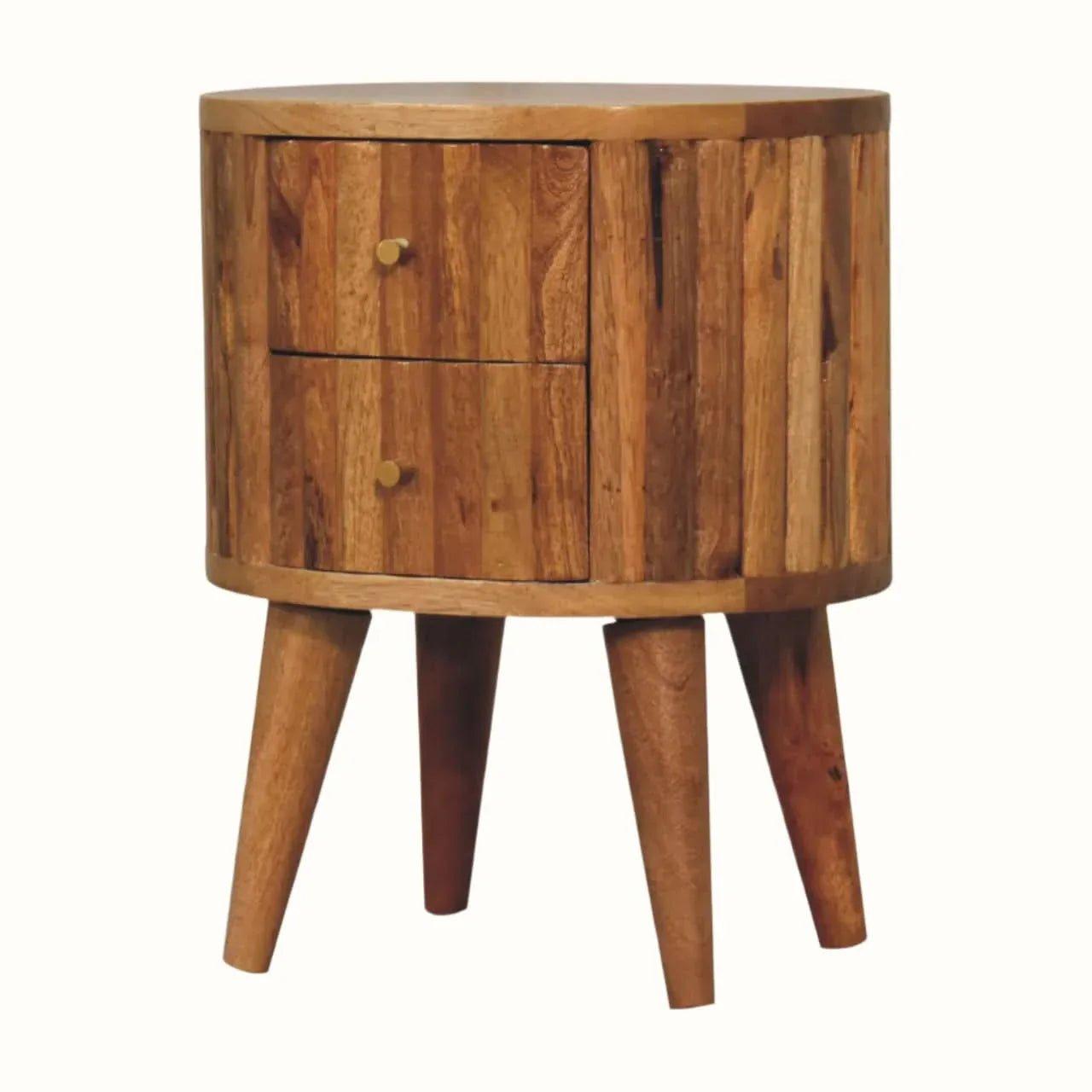 Mellen Fluted Bedside Table with 2 Drawers, Small - Natural Bedside Tables - Bokel Home