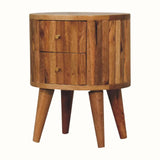 Mellen Fluted Bedside Table with 2 Drawers, Small - Natural Bedside Tables - Bokel Home