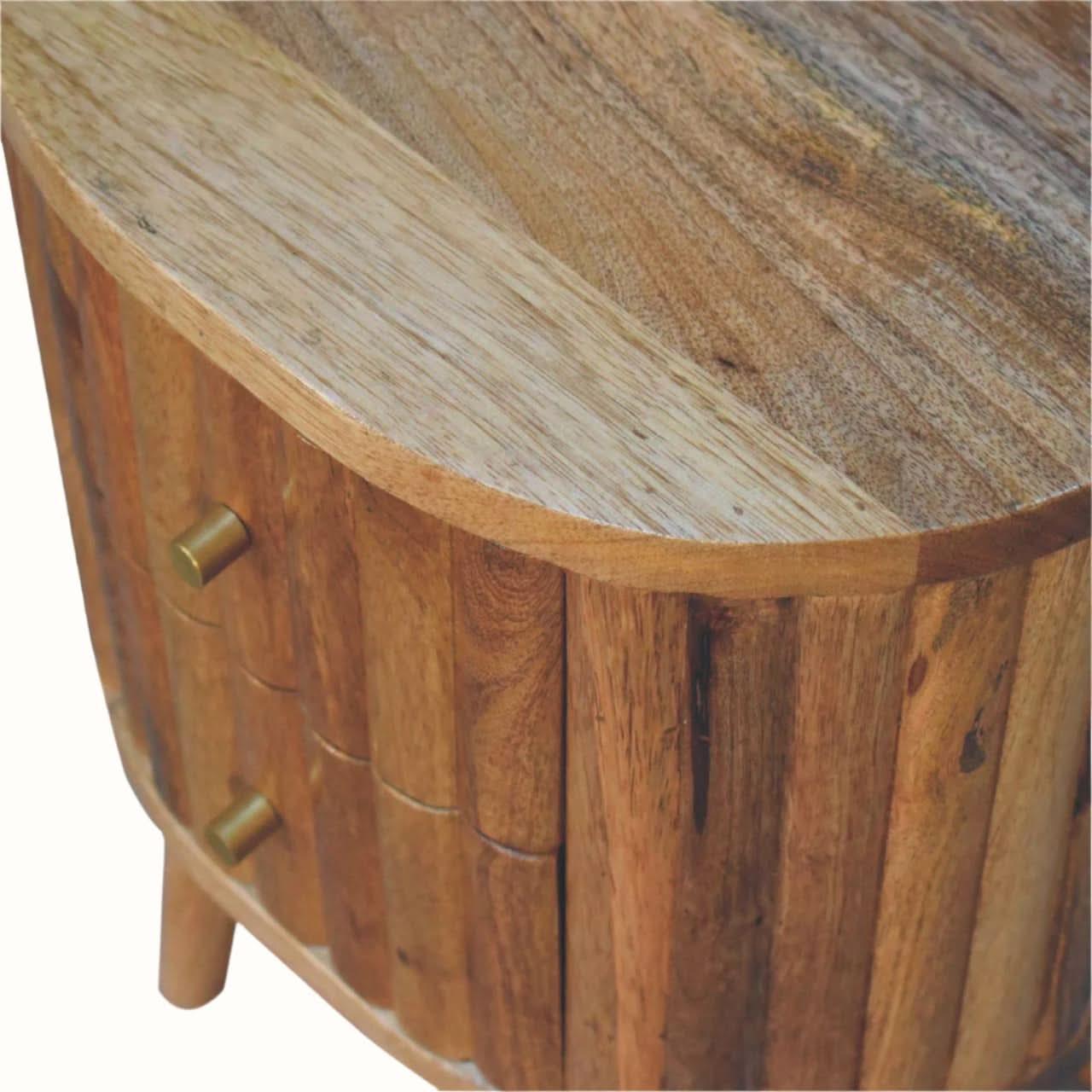 Mellen Fluted Bedside Table with 2 Drawers, Small - Natural Bedside Tables - Bokel Home